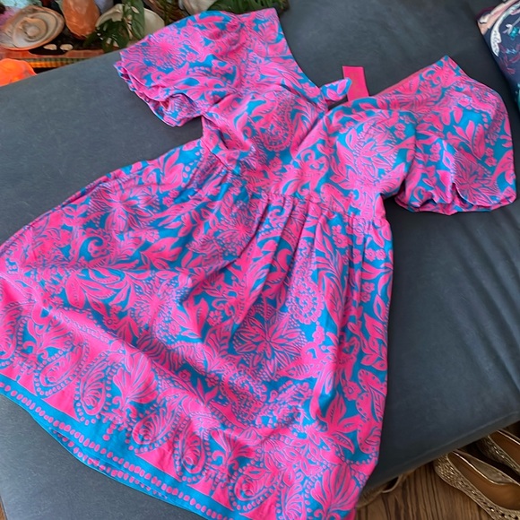 Lilly Pulitzer Dresses & Skirts - FLIRTY! Super cute femme bow back Lilly Pulitzer pink and blue party dress  4 <3